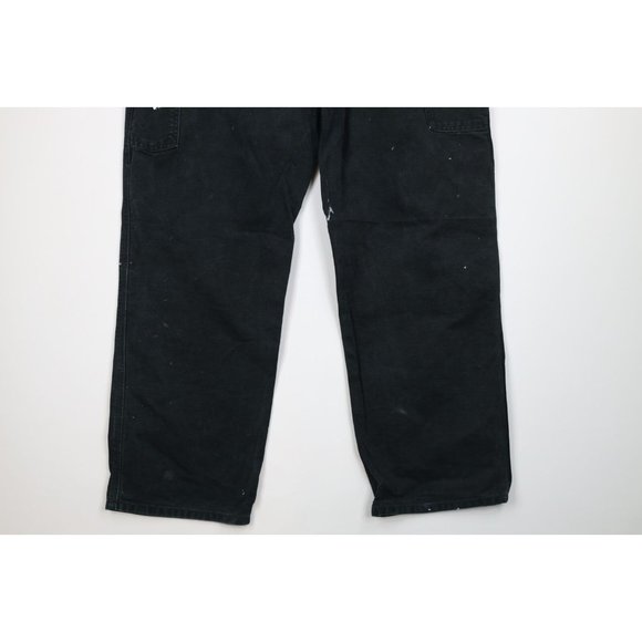 Vintage Carhartt Mens 36x32 Thrashed Wide Leg Dungaree Fit Canvas Pants Black - Picture 12 of 12